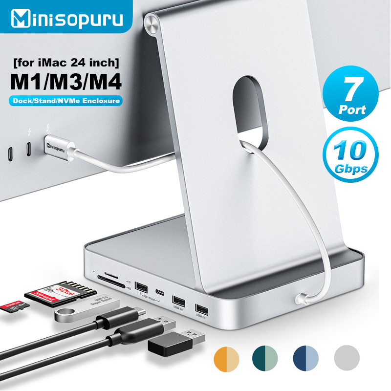 Minisopuru USB C Hub for iMac 24 Inch 2021/2023 Compatible M.2 NVMe SSD USB C 10Gbps iMac Accessorie