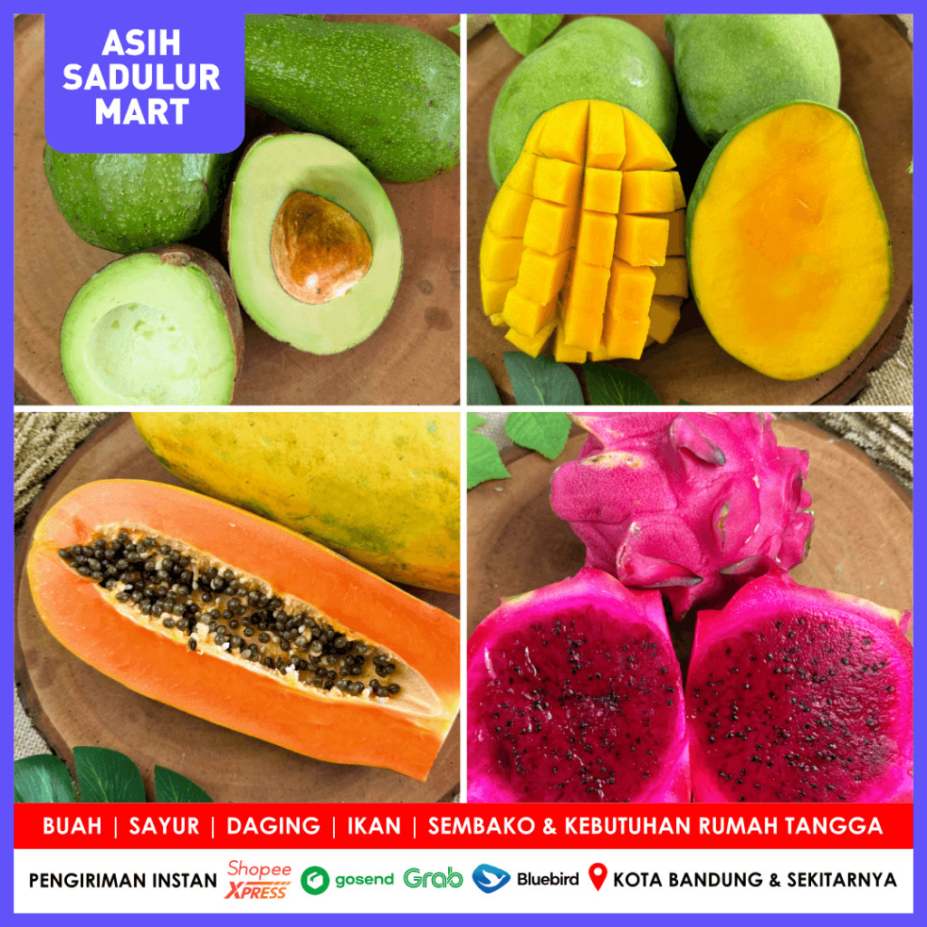 

Buah Naga Merah 1kg & 500g Segar / Mangga Harum Manis Gincu / Alpukat / Pepaya Kota Bandung | Asih Sadulur Mart