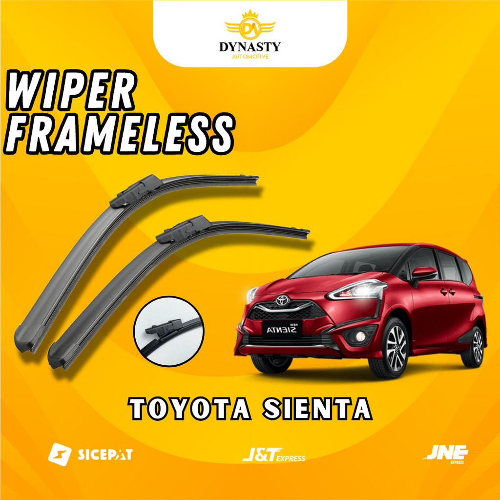 1 SET (2 PCS) Wiper - Toyota Sienta - Model Frameless Tanpa Rangka Besi Sapuan Kaca Wiper Depan Full