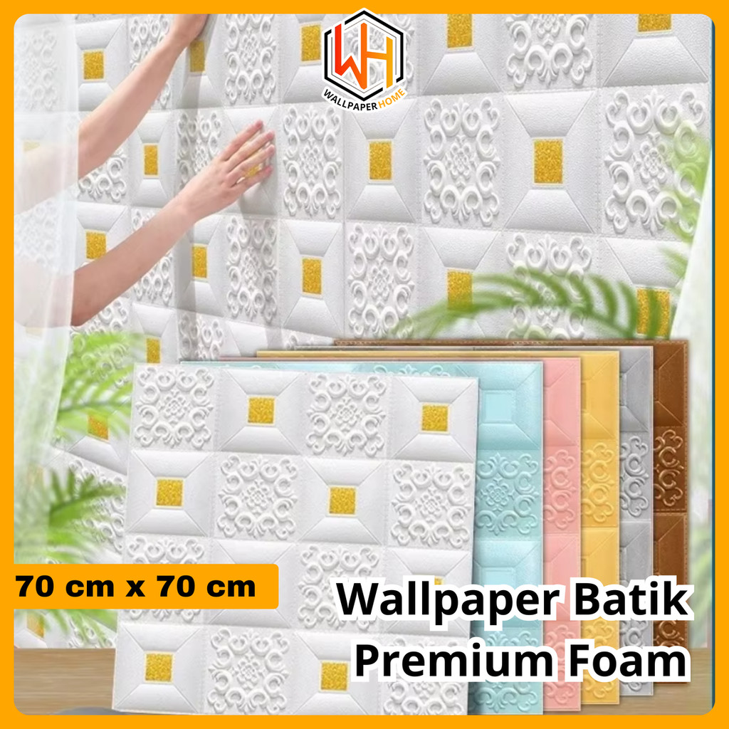 Wallpaper 3D FOAM Tebal 70 X 70 Cm Wallpaper Dinding 3D Motif Foam Batik Bunga