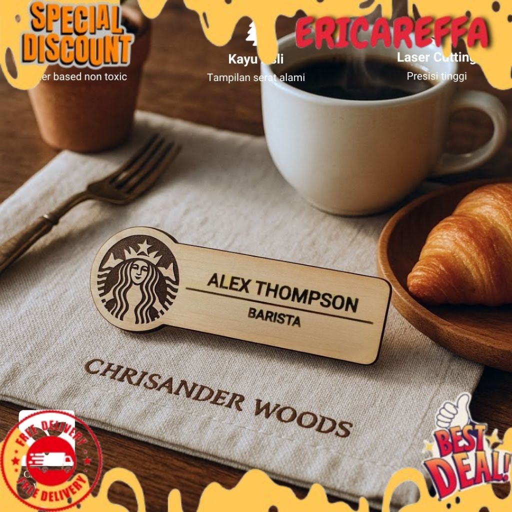 

Name Tag Magnet Custom Kayu | Custom Name Tag | Tag Nama Magnet Custom | Papan Nama Dada Magnet PO SPECIAL EDITION !!! CHRISANDER