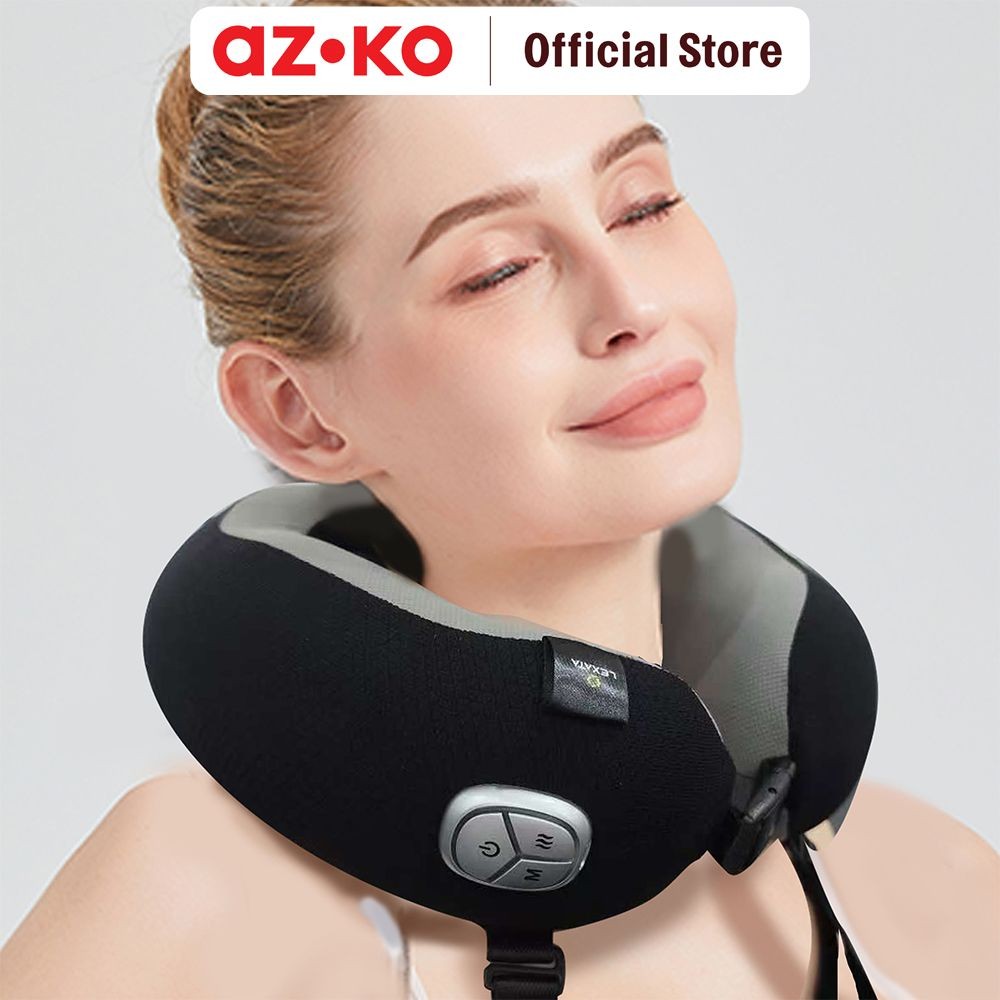 AZKO Lexata Bantal Pijat Leher On The Go - Hitam/Abu-Abu Pillow Neck Massager Alat Pijat Leher Prakt