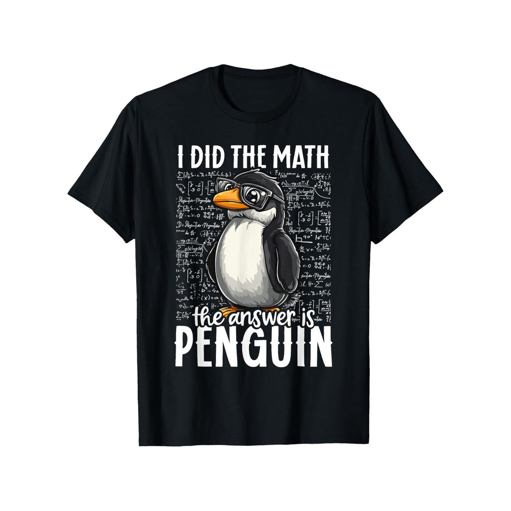Kaos Pria Katun 100% Hitam - Saya Melakukan Matematika Jawabannya Adalah Penguin, Desain Humor Guru 