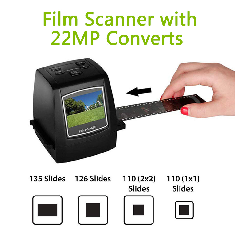 

Protable 22MP Film Scanner 35mm Negative Film Scanner Mini Photo Slide 2.4" LCD Screen Slide Film Scanner Digital Film Converter