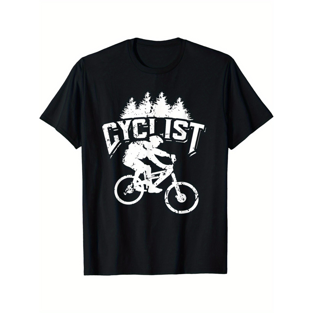 Kaos Sepeda Gunung Pria Katun Hitam Lengan Pendek Lucu