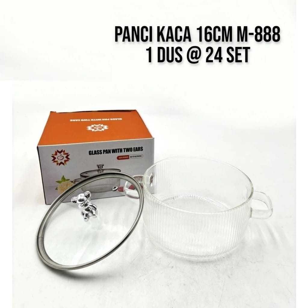 TERLARIS Panci Kaca Tahan Api/ Panci Kaca Tahan Panas 16CM