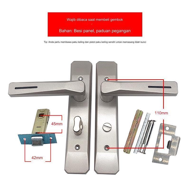 Handle Gagang Kunci Pintu Kamar Mandi - Kunci Pintu Toilet - Kunci Pintu Aluminium 1 Set