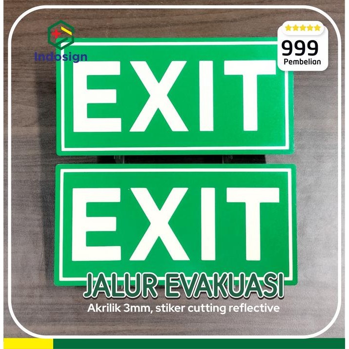 AKRILIK JALUR EVAKUASI SIGN RAMBU GLOW IN THE DARK 30X10 - 20x30 smoking Promo 
