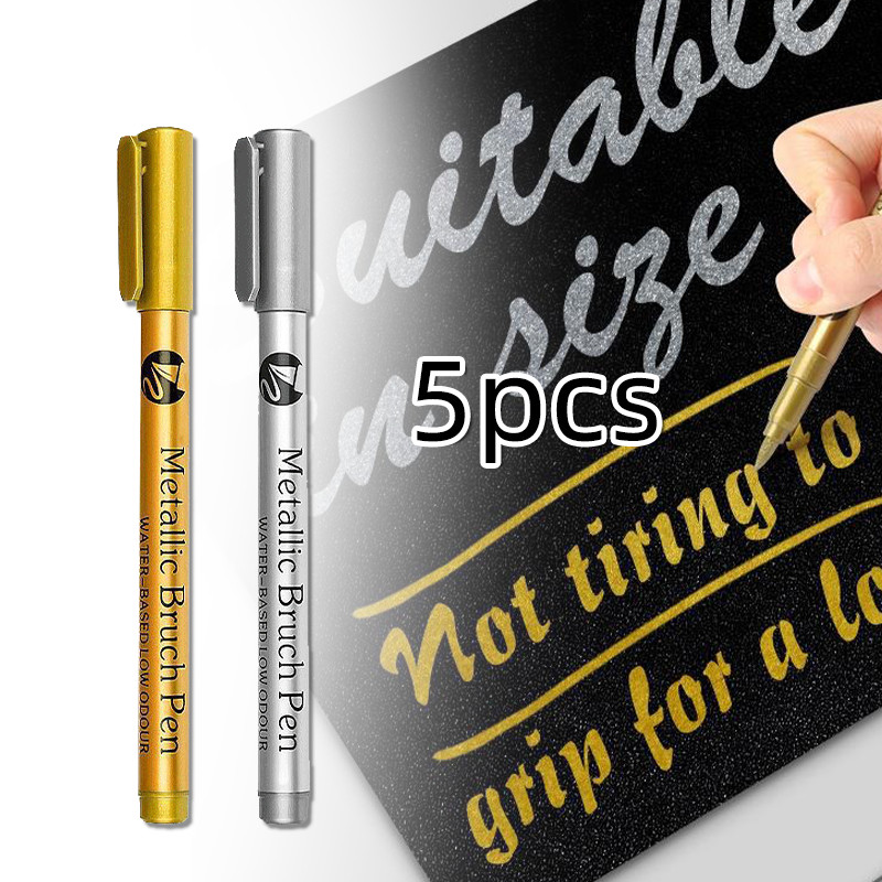 

5Pcs Paint Marker Pen / Metallic Pen Tahan Air / Spidol Emas Perak