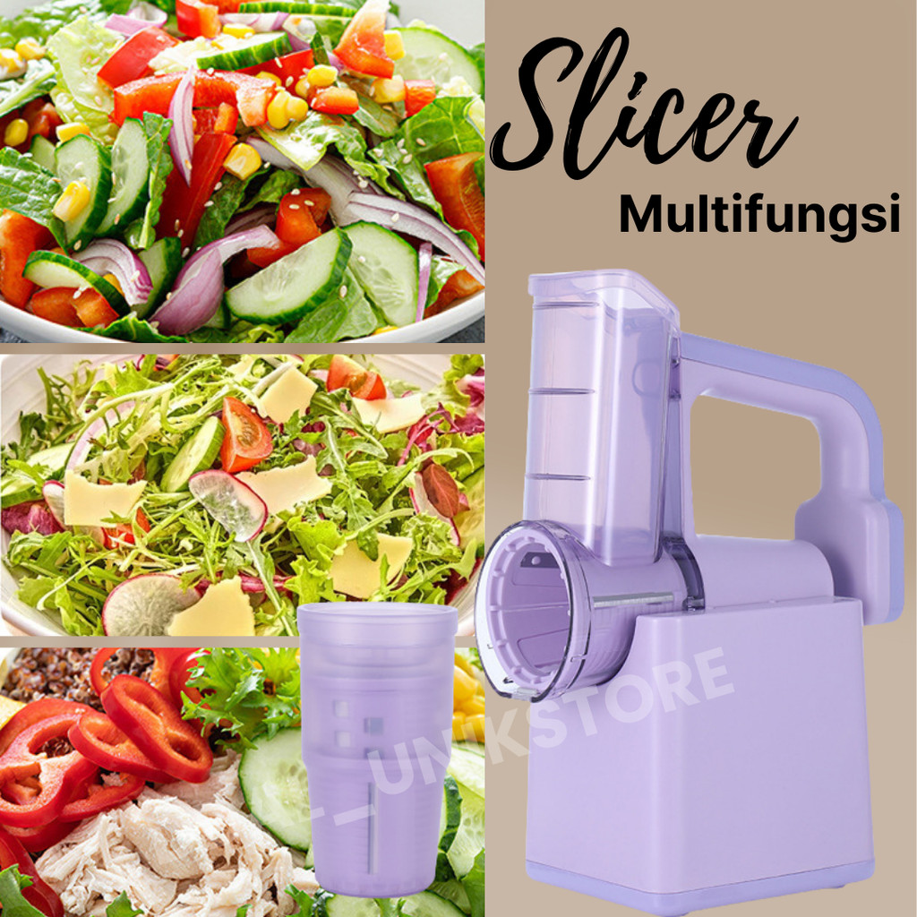 Pemotong Sayur Elektrik Slicer Parutan Multifungsi  Pengiris Alat Bawang, Kentang, Kol Salad Praktis