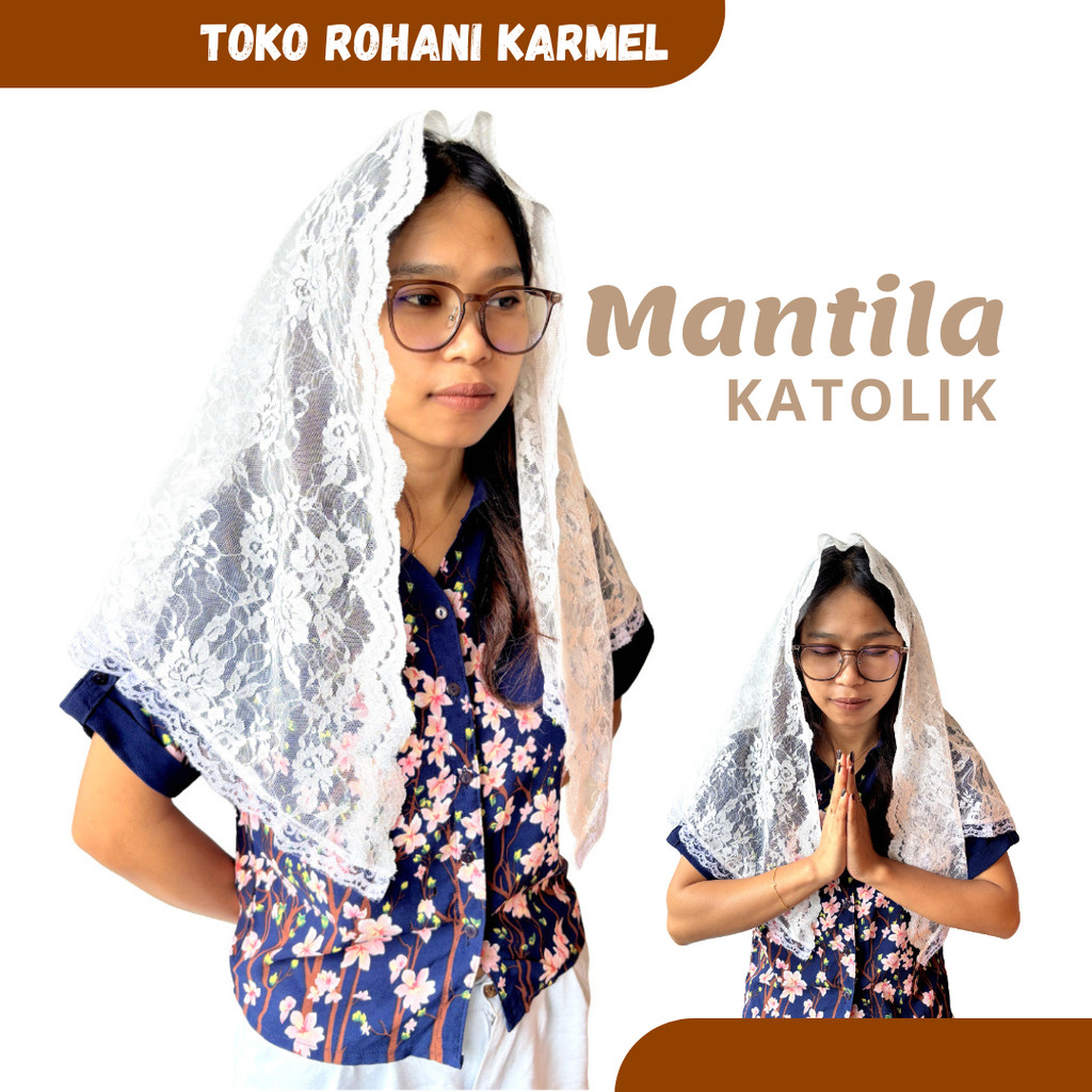 MANTILA KATOLIK PUTIH / KERUDUNG MANTILA KATOLIK / TUDUNG KEPALA DOA WANITA UNTUK MISA