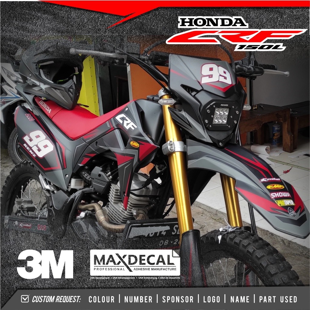Decal CRF 150 L Black Doft Stiker Premium Maxdecal 3M Bisa Custom gambar sendiri crf 150L A07