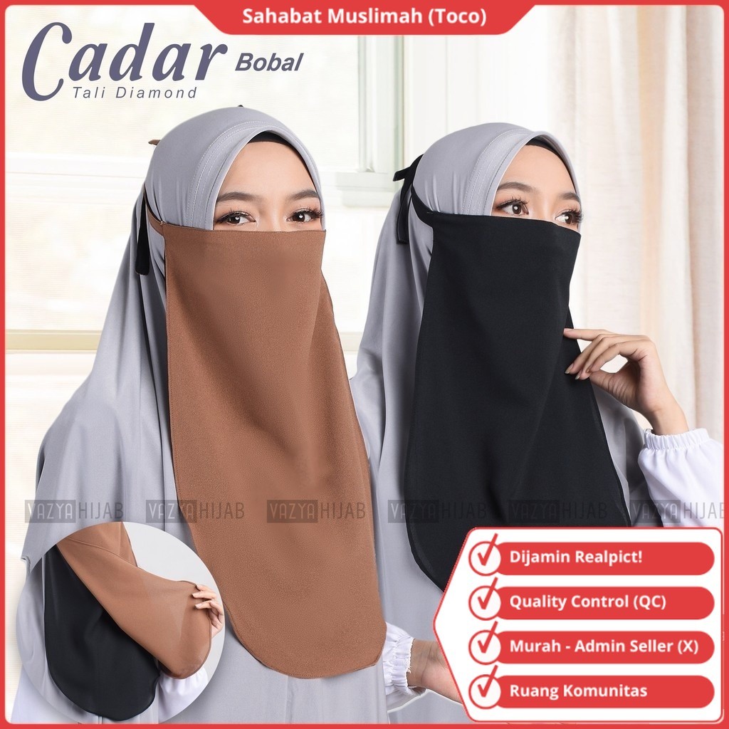 Cadar Tali 2 Layer Niqab Niqob Yaman Nikab Nikob Terbaru 2026 Bobal Bolak-Balik Bahan Diamond