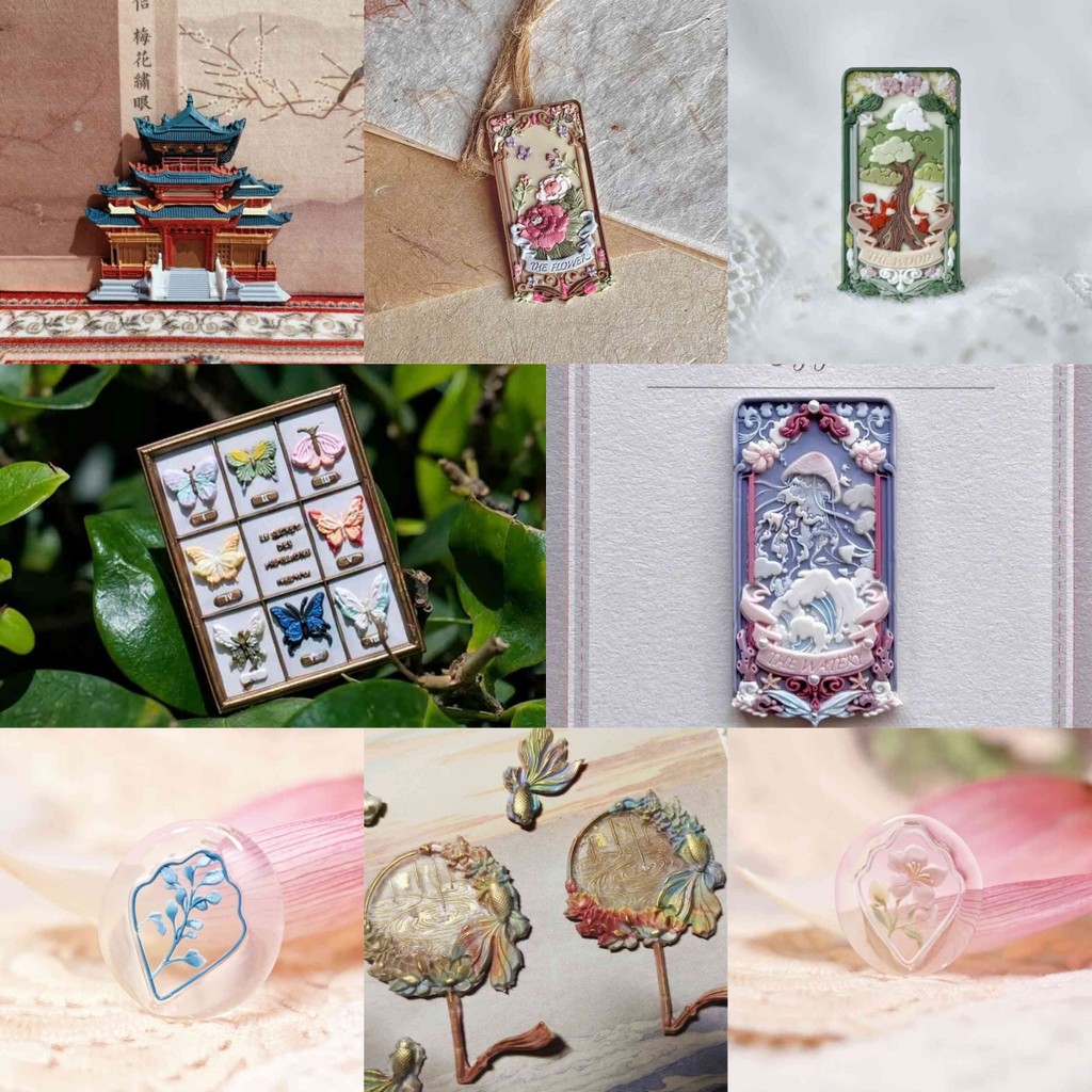 

New Children'S Diy Educational Fire-Paint Seal Mermaid Butterfly Specimen Relief Butterfly Bell Shaped Copper Head Chapter Head