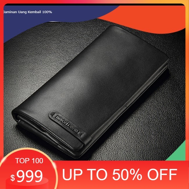 Bison Denim Original Dompet Panjang Pria Elegant Kulit Sapi Asli lp11