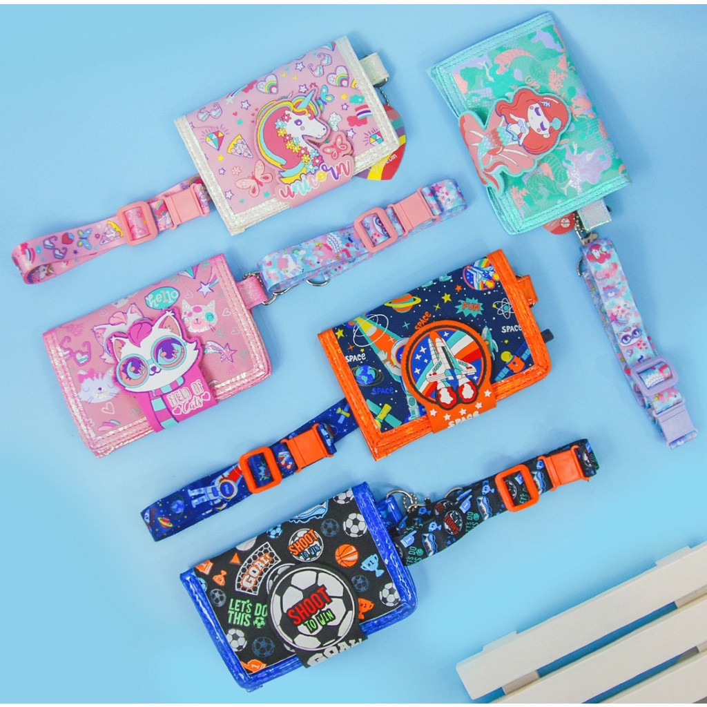 VEST wallet dompet mini anak lanyard/dompet lipat 2 atau 3 lipat tali panjang U2064/U2062