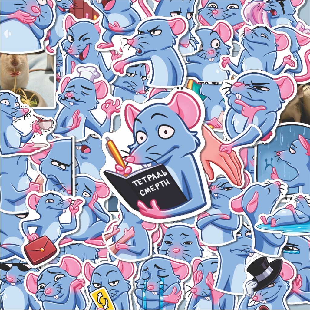 

100PCS Lucu Stiker Vk Mr. Rat Stiker Aesthetic Stiker Anti Air Stikers Berperekat Waterproof sticker decal buat Motor Helm Buku Journal Koper Casing HP Laptop Botol Minum Hadiah anak