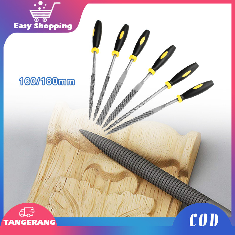 5 Pcs Kikir Besi 160mm 180mm Set Steel File Set Kikir Pengasah Besi Kikir Besi Flat Kikir Besi Bulat