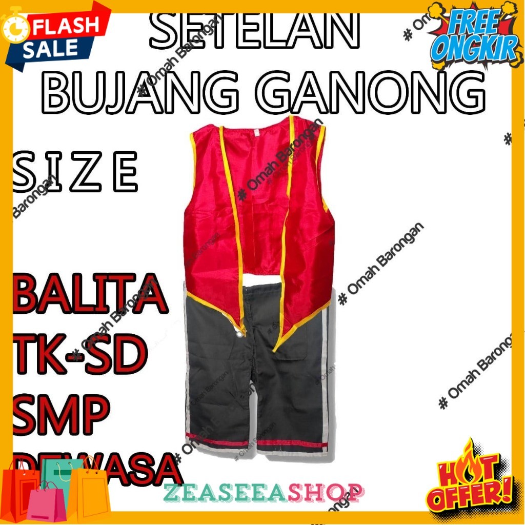 ZEA Baju Bujang Ganong Komplit Setelan Paket Set Ganong Rompi Dan Celana