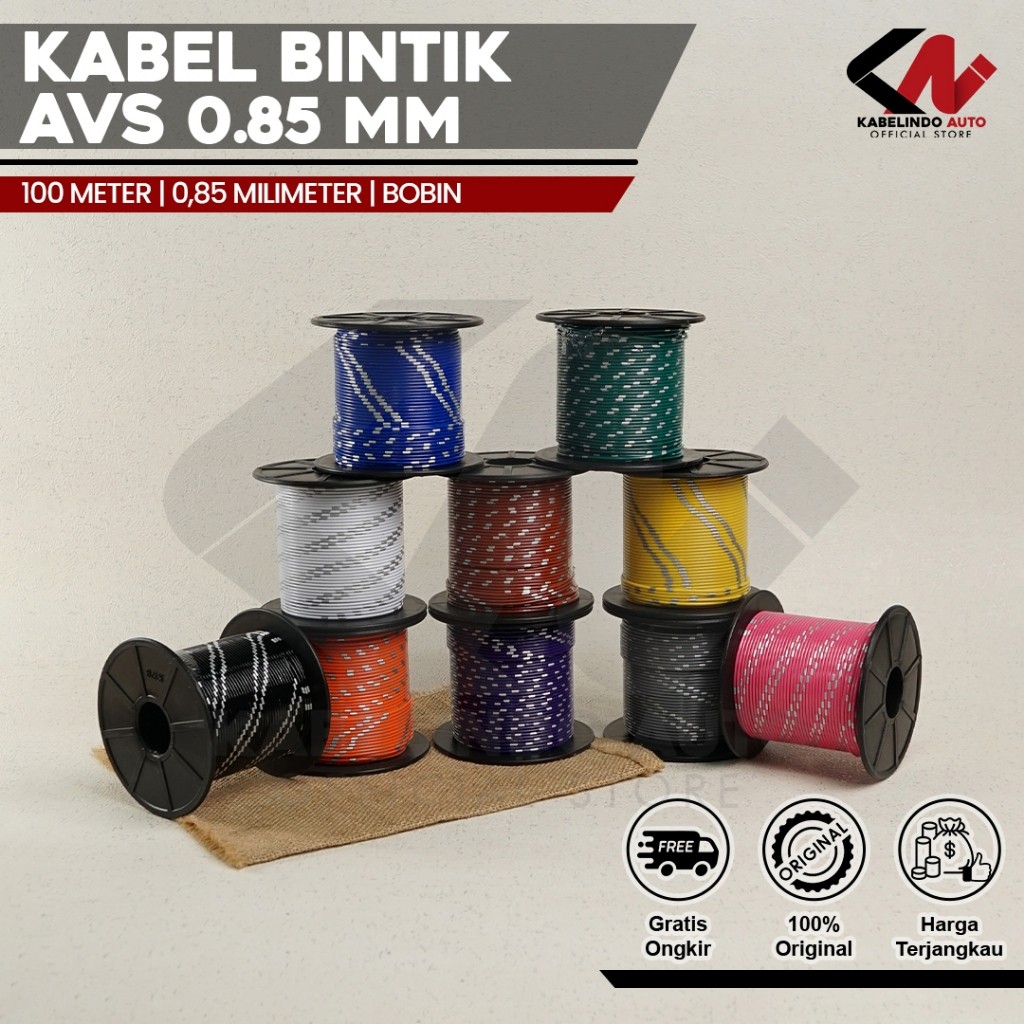 Mobil Part store Kabel Bintik AVS 0.85MM x 100M Kabel Otomotif Body Mobil Motor Serabut Tembaga (Bob