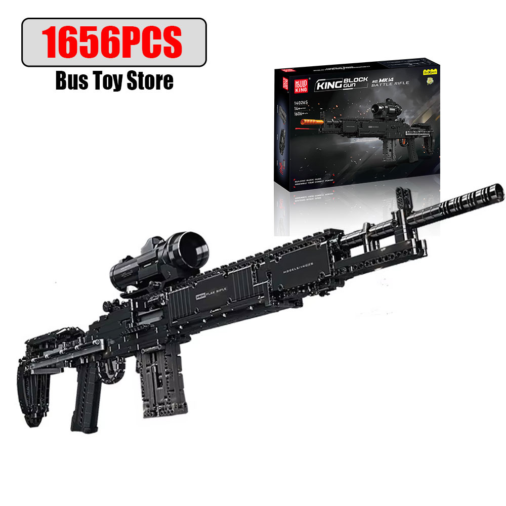 MOULD KING 14026 Ww2 Military Gun MK14 Battle Rifle Simulation Gun Model Buig Blocks Weapon Bricks T
