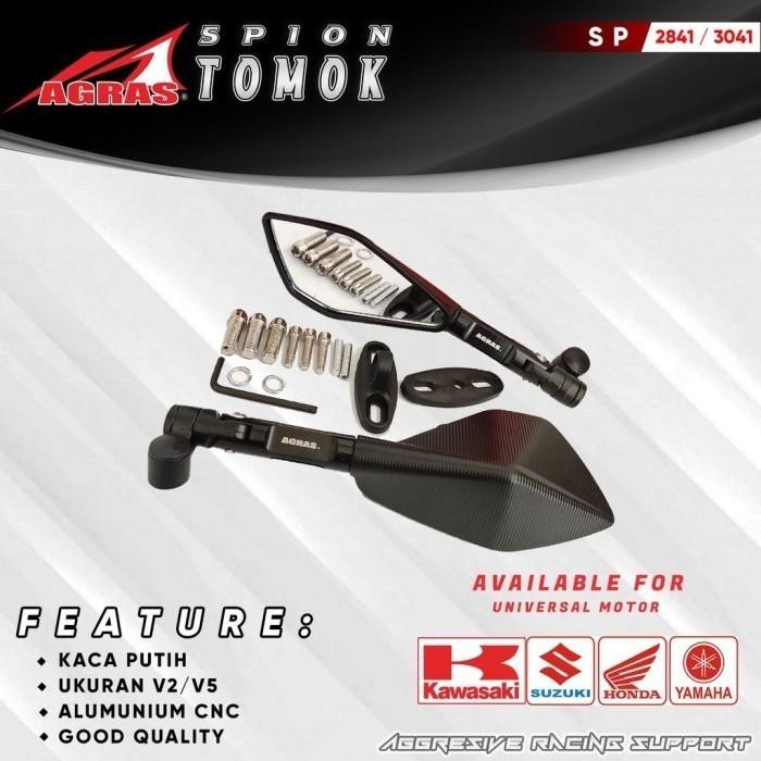 Spion TOMOK V2 V5 2TONE STANDING CNC BRACKET FAIRING Universal Motor - TOMOK V5, Hitam