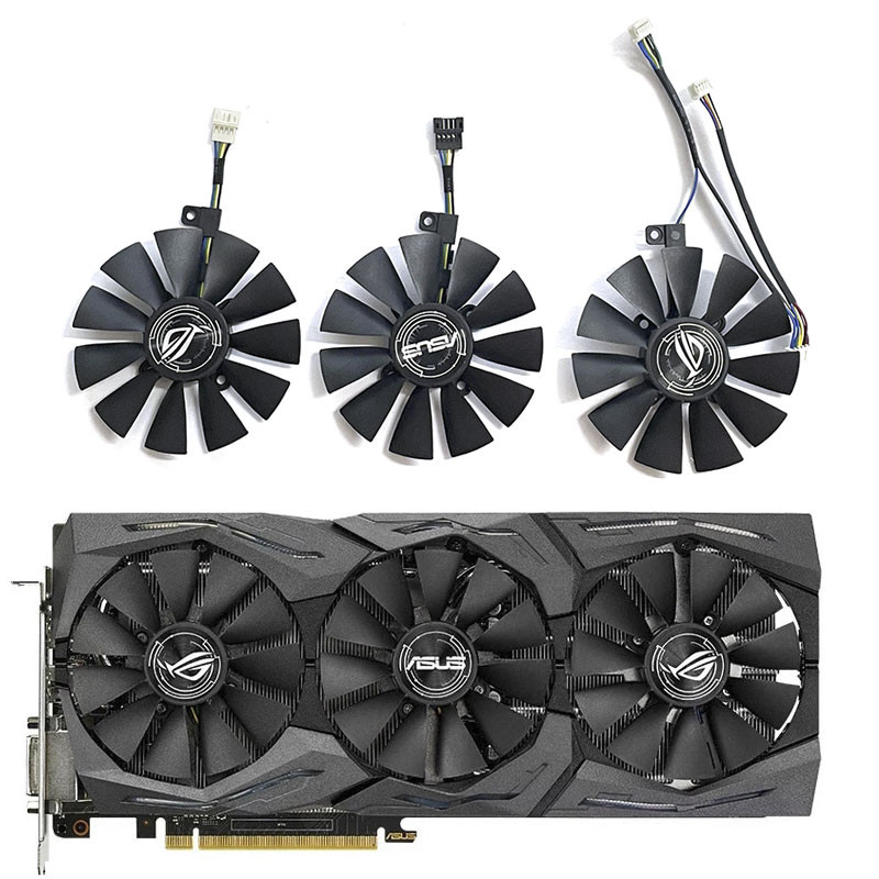 3FAN 88MM T129215SU Cooling Fan Replace For ASUS AREZ ROG Strix RX VEGA56 VEGA64 580 590 480 OC Etio