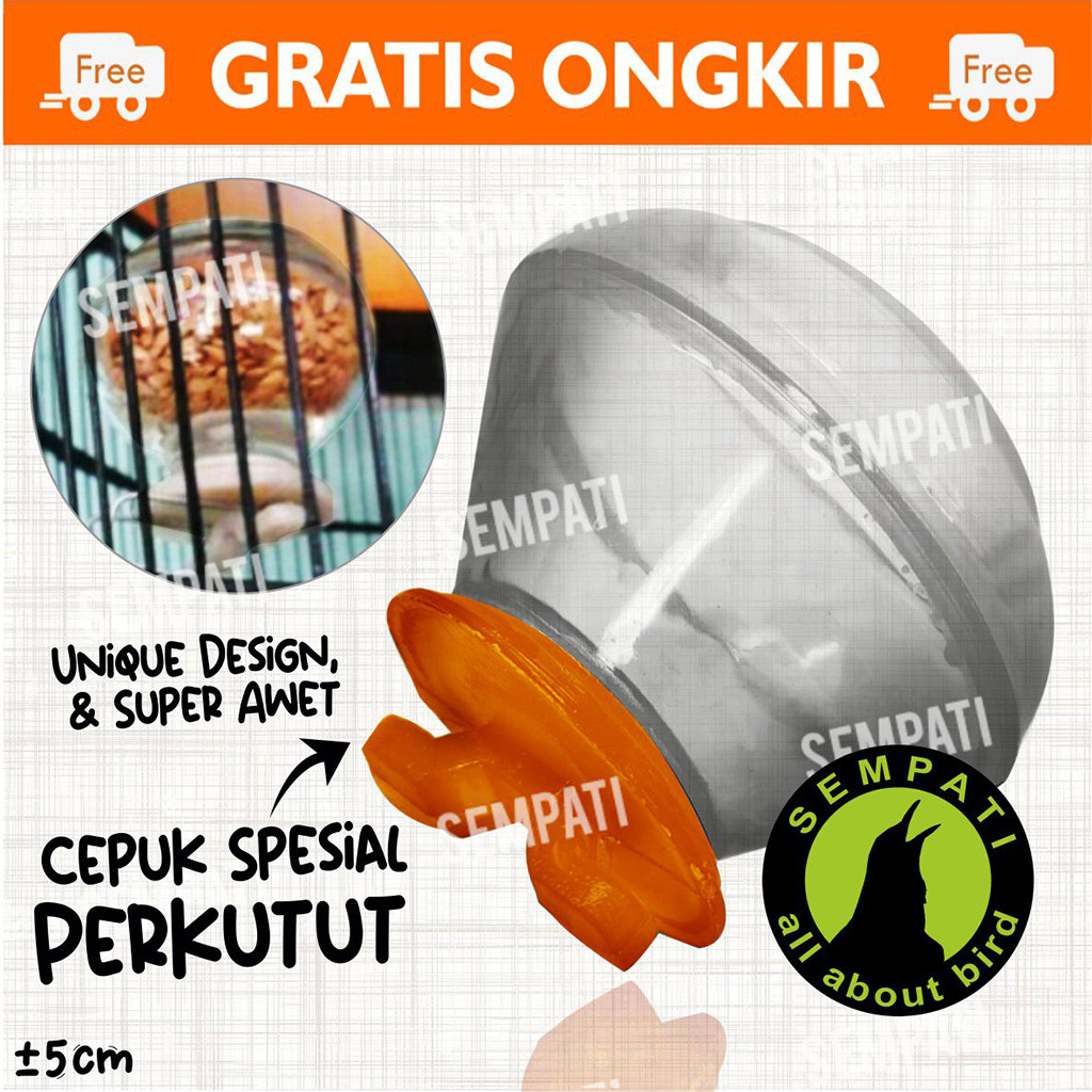 SEMPATI Cepuk Wadah Pakan Minum Burung Perkutut Puter Derkuku Cangkir Akrilik Tempat Pakan Minum Aks