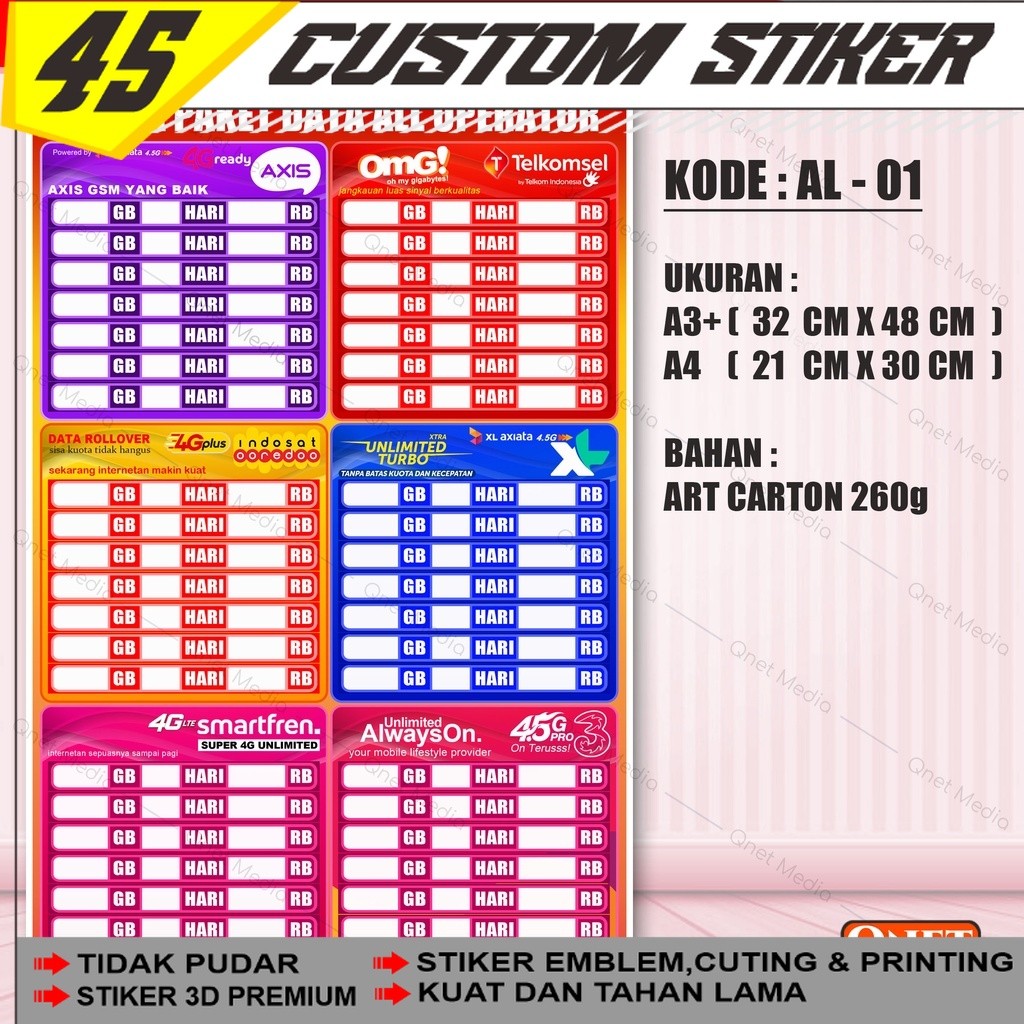 Poster Paket Data All Operator + Laminasi Glossy