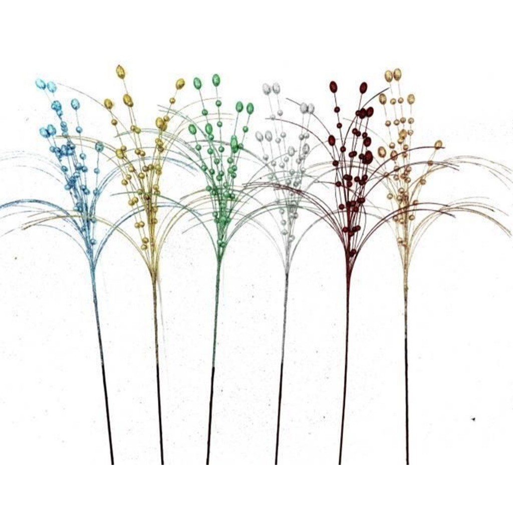 85cm Bunga Rumput Gliter Bunga Hiasan Natal Gliter Panjang Hiasan Natal Imlek Daun Gold Emas Perak R