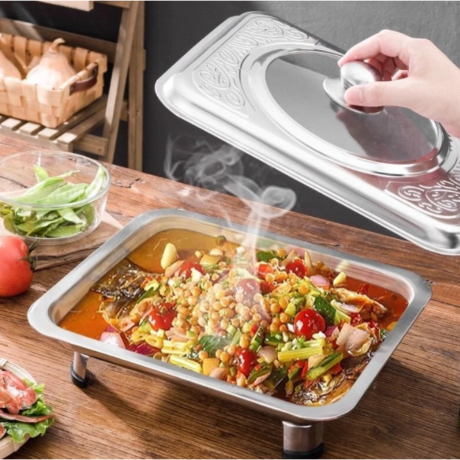 [ CULINA PREMIUM KITCHENWARE ] Panstove Kaki Prasmanan Set Stainless Tutup KacA