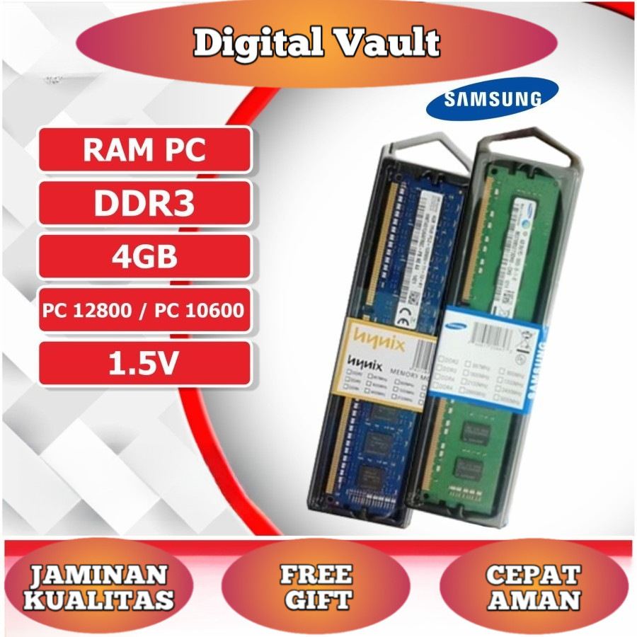 Memory RAM PC Komputer DDR3 4GB Samsung 12800 / 10600