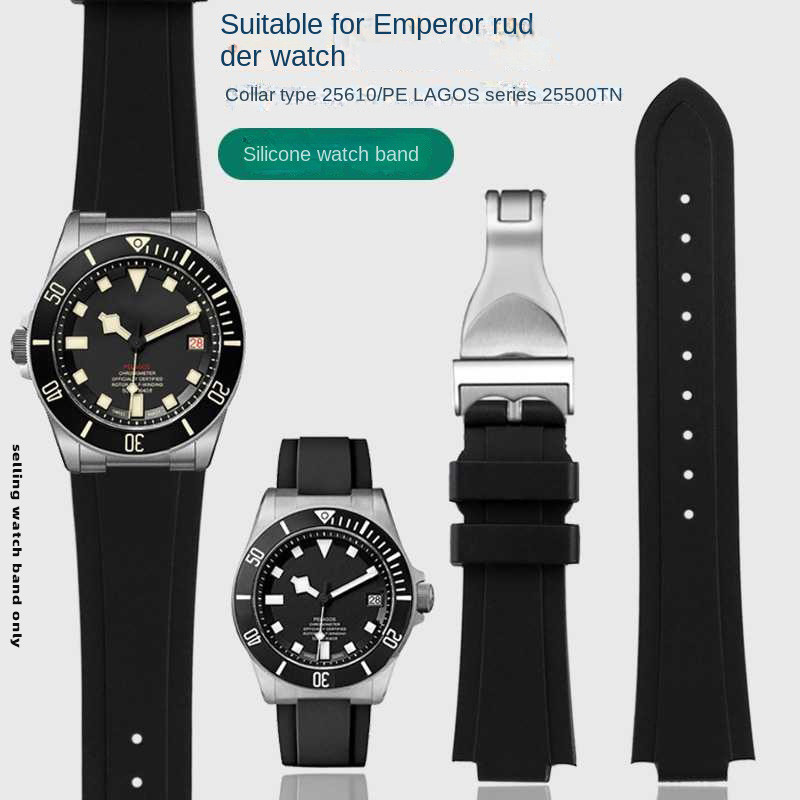 Convex Interface Silicone Wat Strap For Tudor Pelagos Tomahawk Series 25500 25600 Waterproof Rubber 