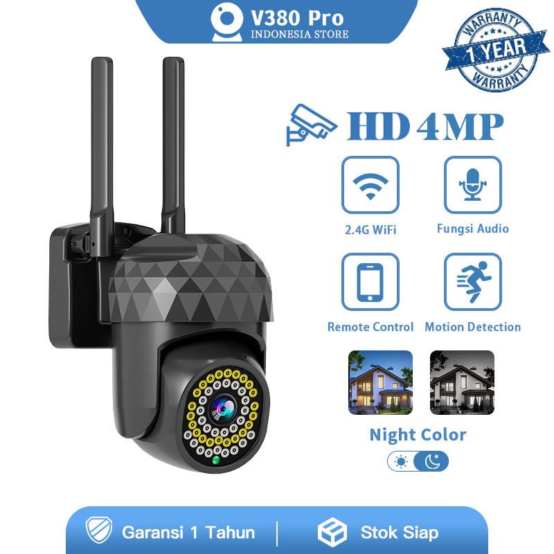 CCTV V380 PRO IP Kamera Outdoor CCTV Wifi 4MP Waterproof Camera PTZ Tanpa Kabel Jarak Jauh PantauCOD