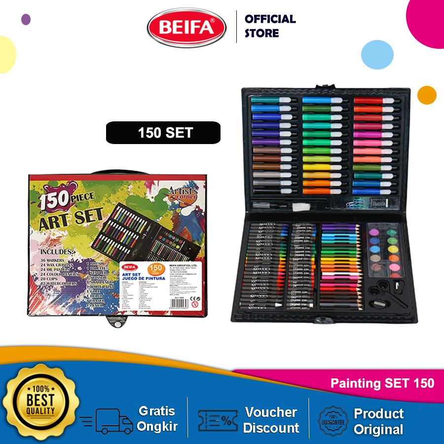 Beifa 150Pcs Crayon Set - Alat Gambar Tulis & Lukis Anak DJ1 Original Berkualitas
