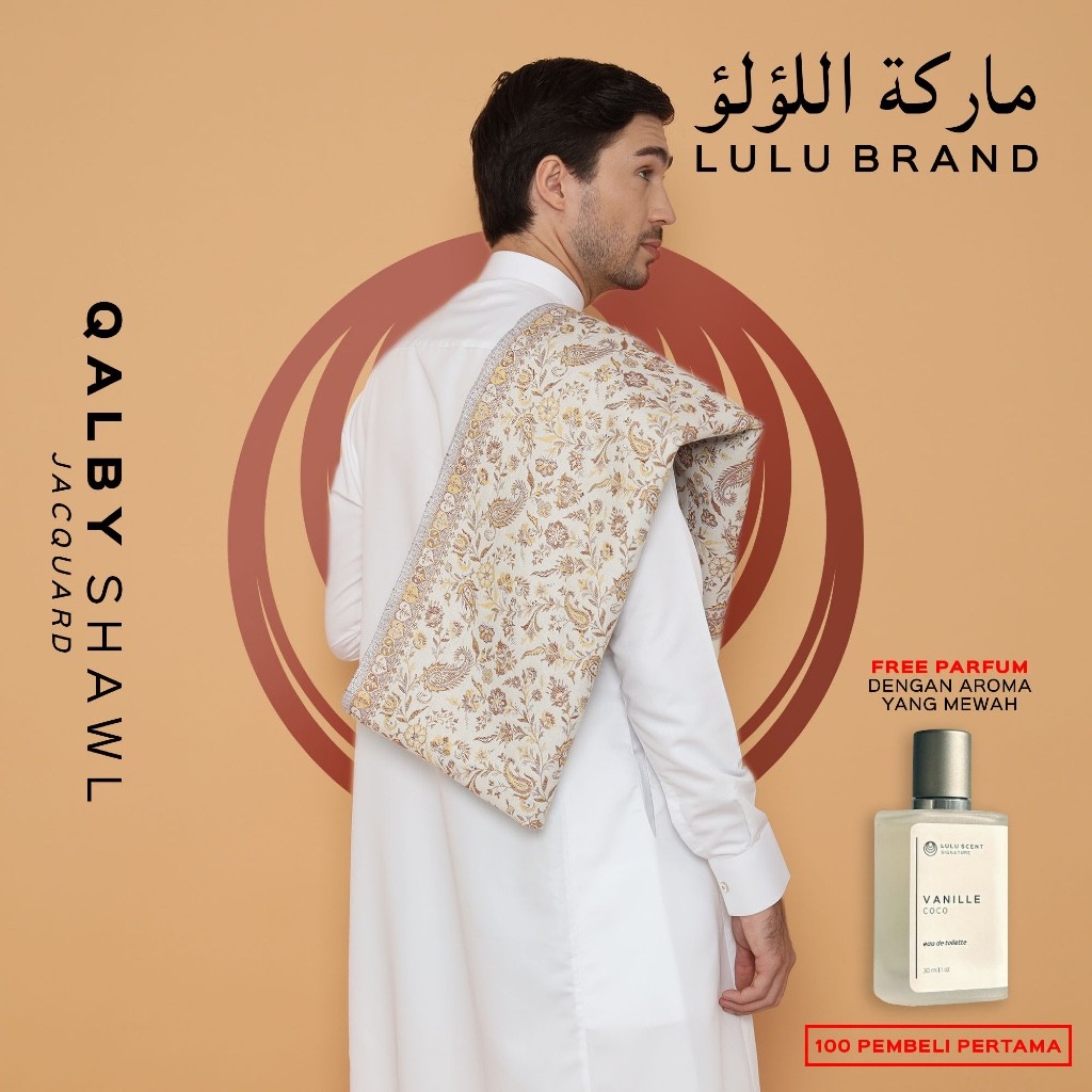 Sorban Import Original Arab Rida Kashmiri Surban Motif Sulam Jacquard Premium LULU BRAND 986JR Qalby