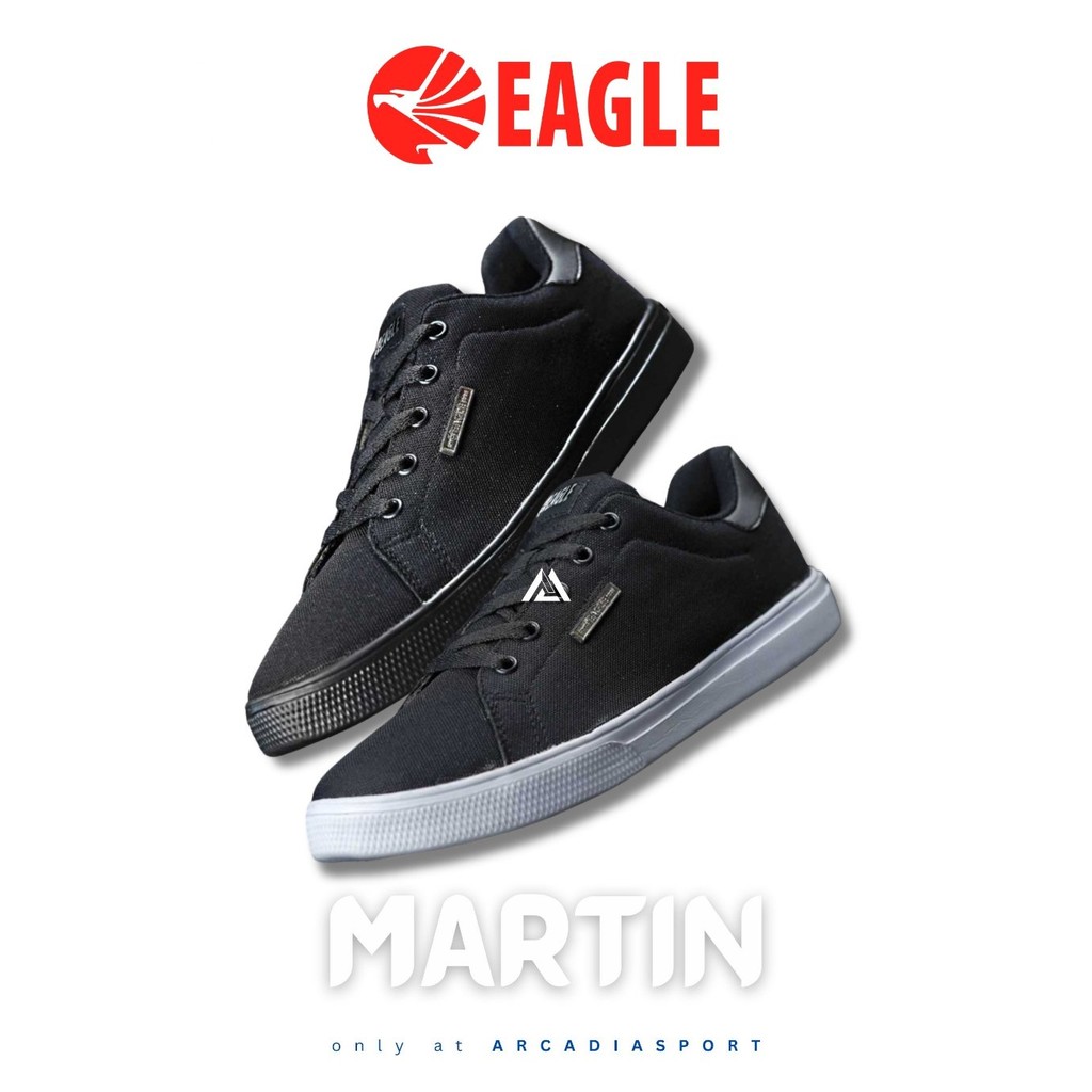 EAGLE MARTIN SEPATU SEKOLAH CASUAL SNEAKERS HITAM PUTIH WANITA PRIA ARCADIA SPORT BANDUNG