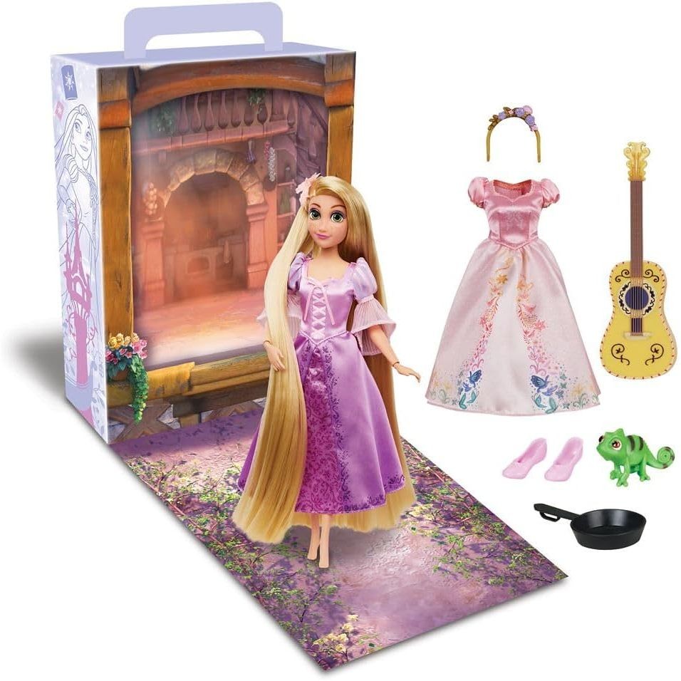 TOP Disney Store Girl's Princess Story Doll (Rapunzel from Tangled) 11 Inches, Includes Coloring Boo