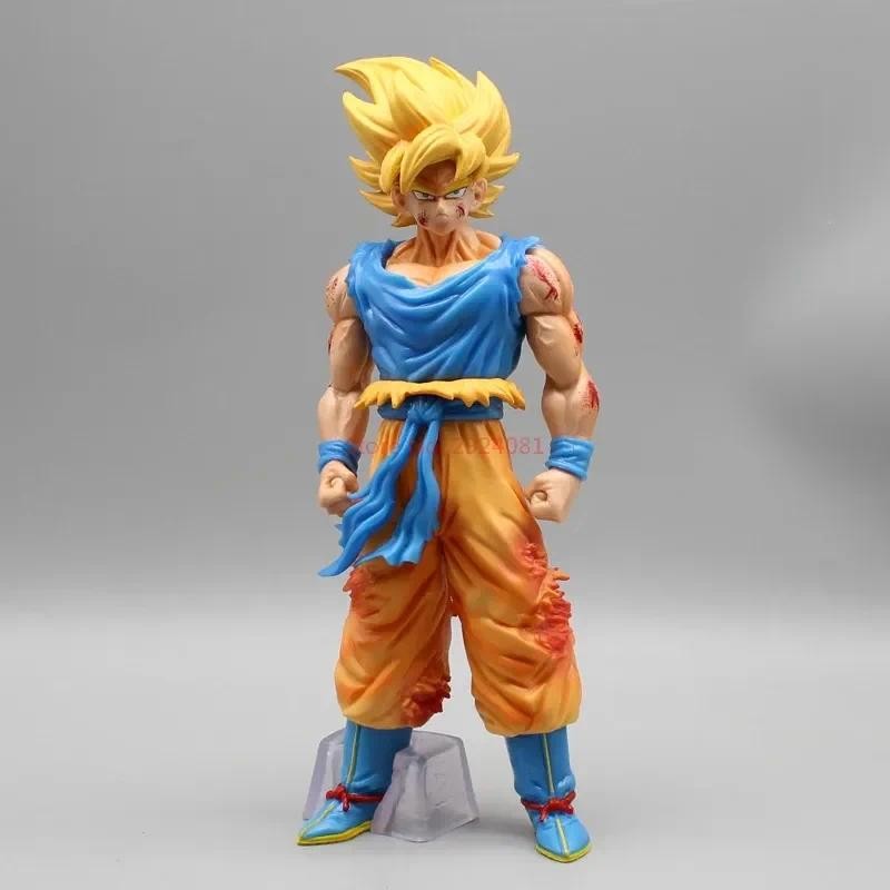 24cm Dragon Ball Anime Figure Kd Super Saiyan Action Figurine Battle Damage Goku Statue Model Collec