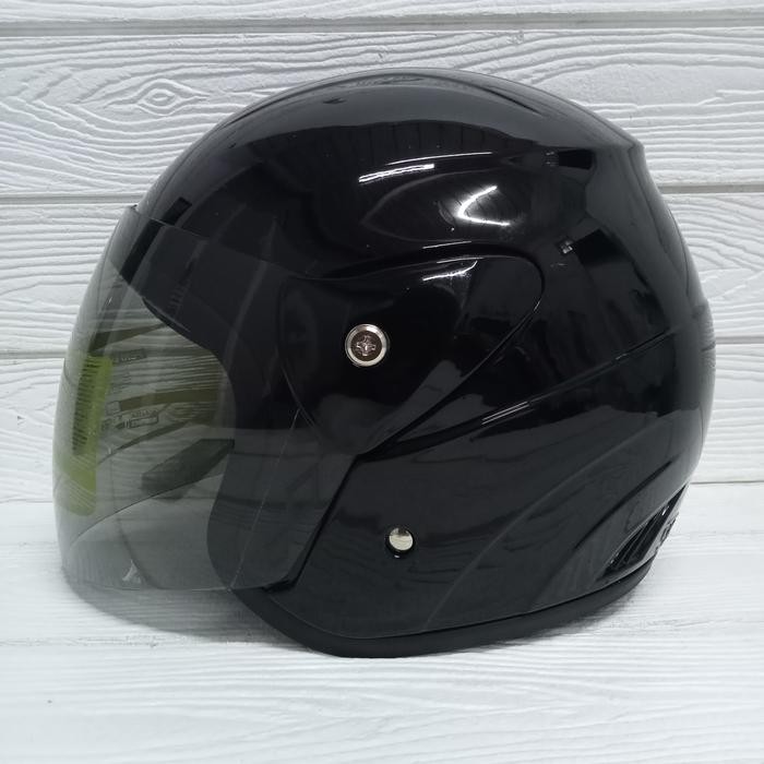 HELM EVOLUTION POLOS HITAM BLACK GLOSSY HALF FACE MODEL GM EVO - ALL SIZE by Inspire id