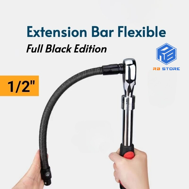 Extension Bar Flexible Drive 1/2" Full Black, Gagang Sambungan Mata Kunci Shock Fleksibel.