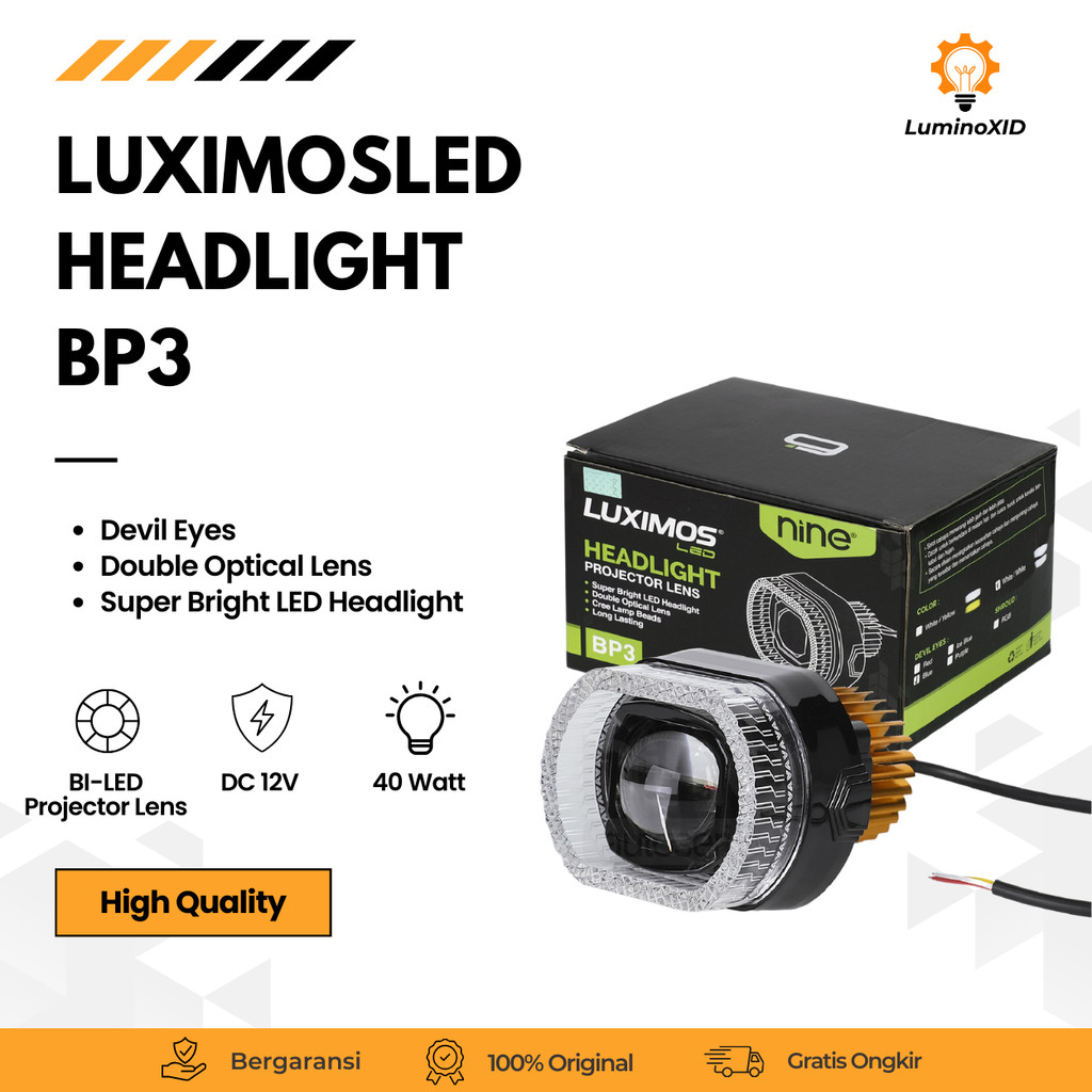 LUXIMOS Lampu Biled Projie 2,5 Inch 40W Shroud RGB Akrilik Kipas Pendingin Super Terang BP3 LUXIMOS