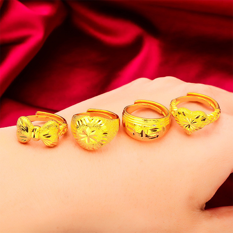 Vietnam pasir emas cinta busur cincin mobil bunga wanita pasir cincin emas