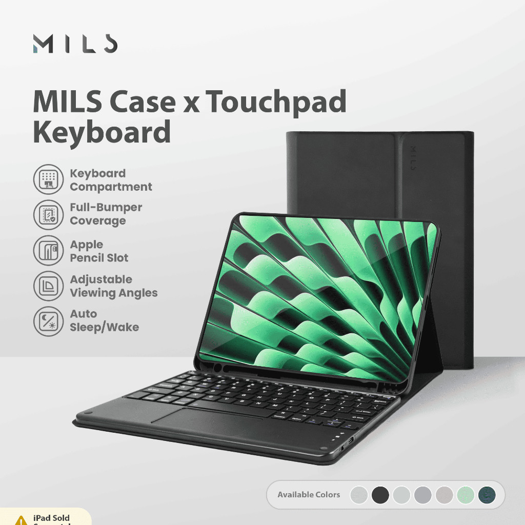 Zapfone Cellular Mils Technologies Touchpad Keyboard Case for iPad 5 6 7 8 9 10 10.2 10.5 10.9 Air 3