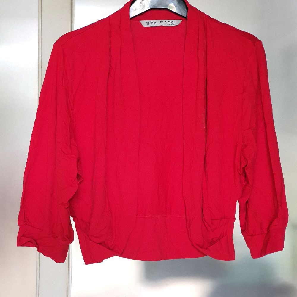 W baju wanita pakaian cewek cardigan minimal merah preloved seken Atasan Outer Kardigan