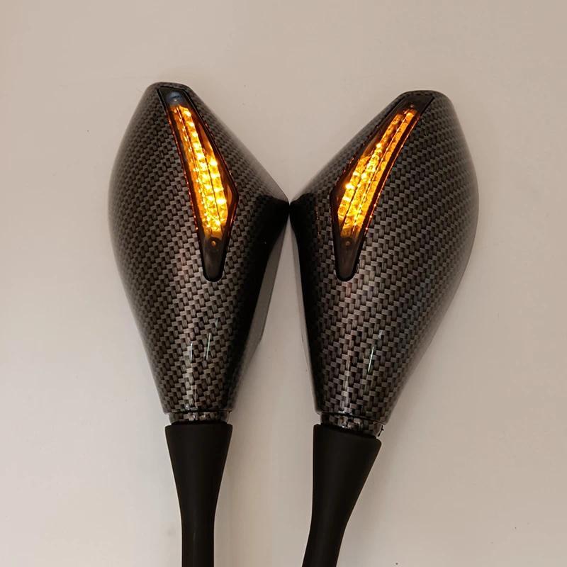 Spion Motor Terintegrasi Lampu Sein dengan Lampu LED, Spion Samping Motor Universal LED HD untuk Mot