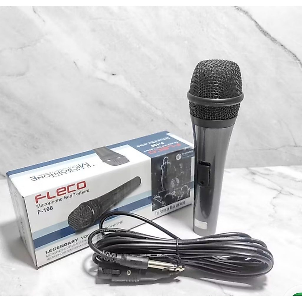 Mikrofon Karaoke Terbaru Fleco F-196 Panjang Kabel 5 Meter