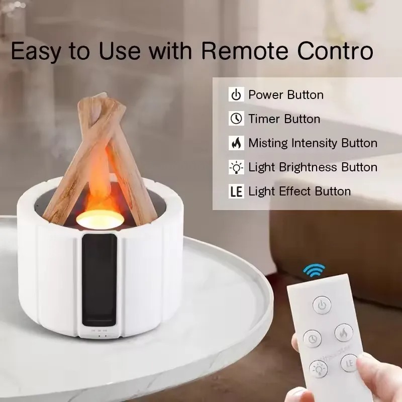 TERLARIS Bonfire Humidifier Diffuser Aromatherapy Hening Senyap Pelembab Udara Api Unggun LED Cahaya