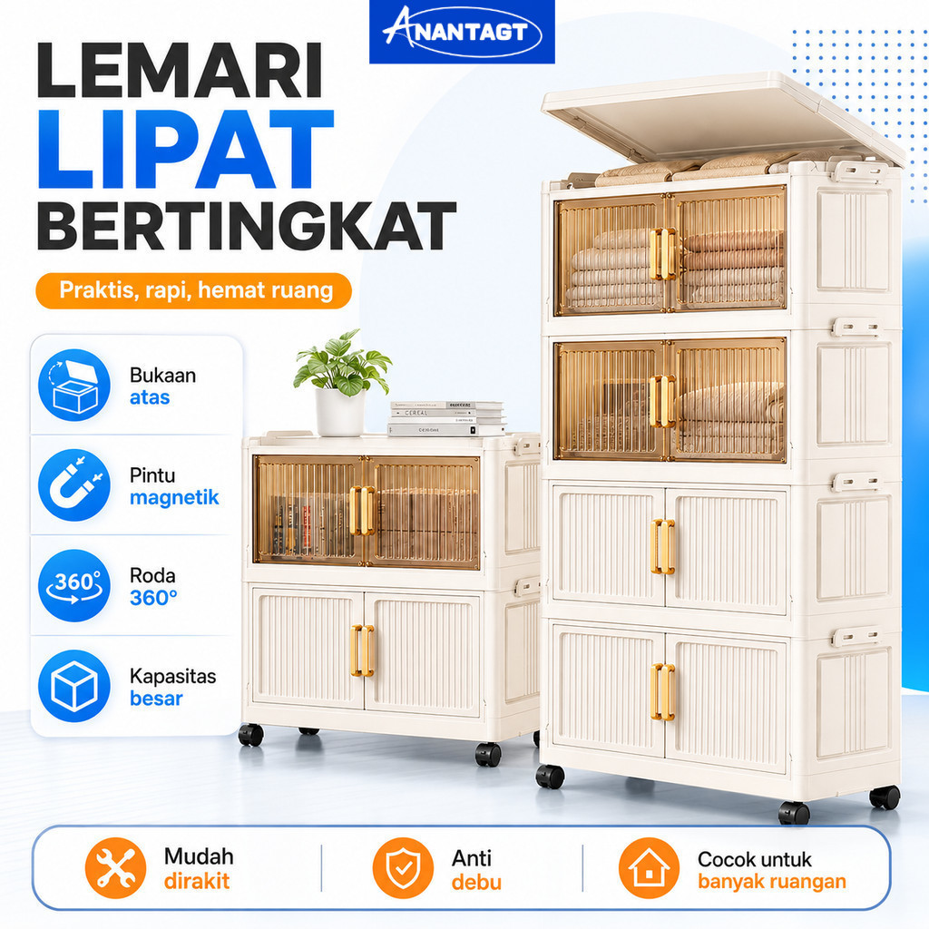 anantagt Rak Penyimpanan Plastik 50/60cm COD Lemari Susun Hemat Tempat