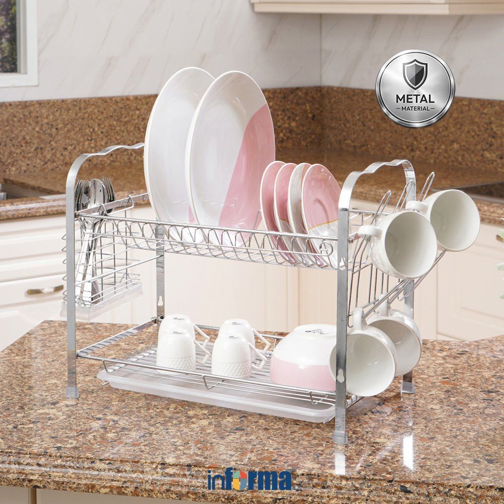 Informa Starlight Rak Piring 2 Tingkat Rak Dapur Tempat Piring Tempat Penyimpanan Piring Dish Rack R